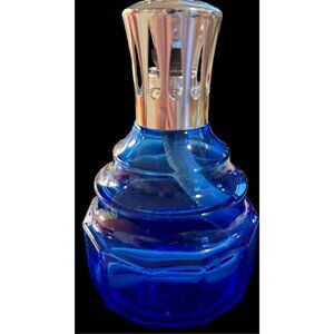 LAMPE BERGER Cobalt Blue 6"  Tall Fragrance Lamp Silver  Tone Crown Complete